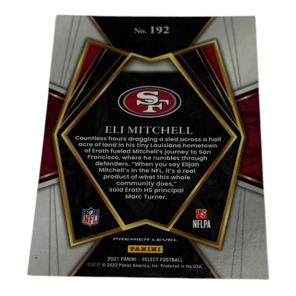 2021 Panini Select Eli Mitchell Premier Level Silver Prizm Rookie Card 192 49ers